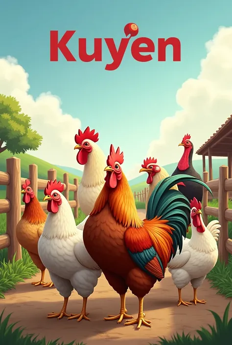 ADVERTISING POSTER for a company called KUYEN dedicated to the poultry market, with various farm birds 