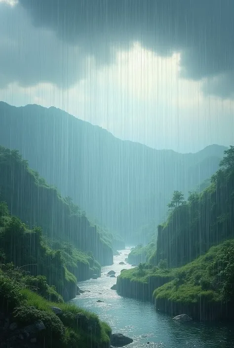 Rainfall representing the water cycle in nature 



