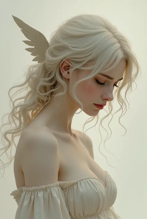 You can create an image of a woman (Cupid) Head down, somewhat sad 