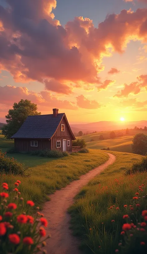 Sunset in the countryside. 