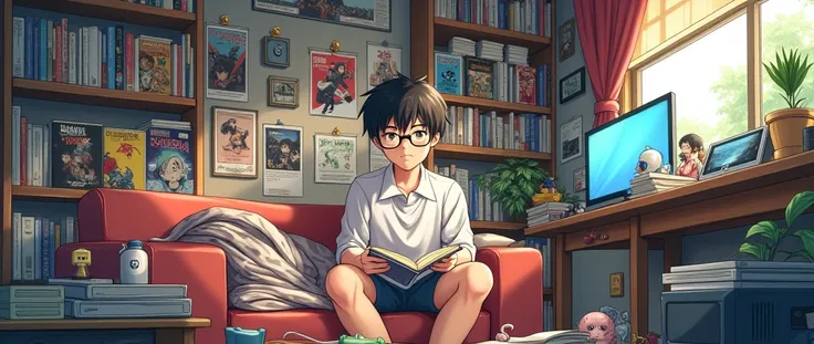 Anime cover art with the text highlighted Daily Life Of An Otaku Member.