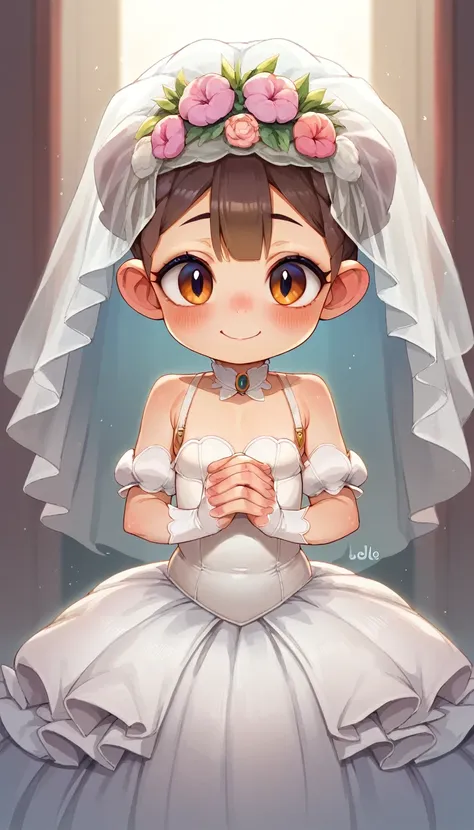 (loli:1.8) cute human bride tiny big tits, bride&#39;s clothes, cameltoe, in the bed room, feet, big saggy ass ,low ponytail,lon...