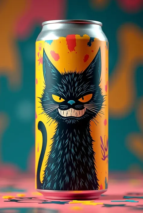 A can called "catwhere" with an angry cat logo 