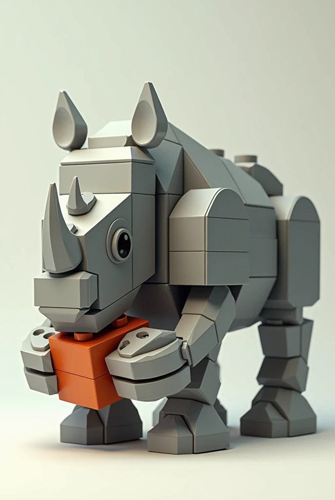 I need a rhinoceros, with blocks like lego, that the rhino is holding the blocks 