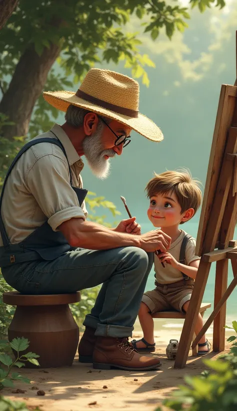 One day, A curious boy approached an old artist who used to sit every afternoon drawing on his canvas wearing glasses and asked him about his straw hat, worn by time.