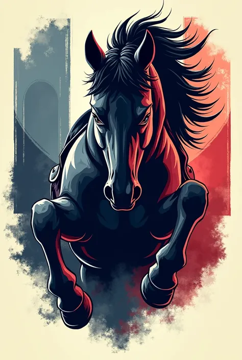 Make Napoleon&#39;s horse, scary with some reference to France in the image, needs to look like a logo, It has to be simpler to use as a mascot and put on a flag, It has to look like a logo! The line has to be simpler 