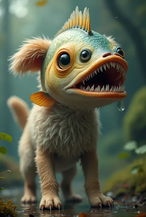 Dog with realistic fish head