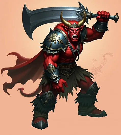 Red Orc in plate armor, great sword