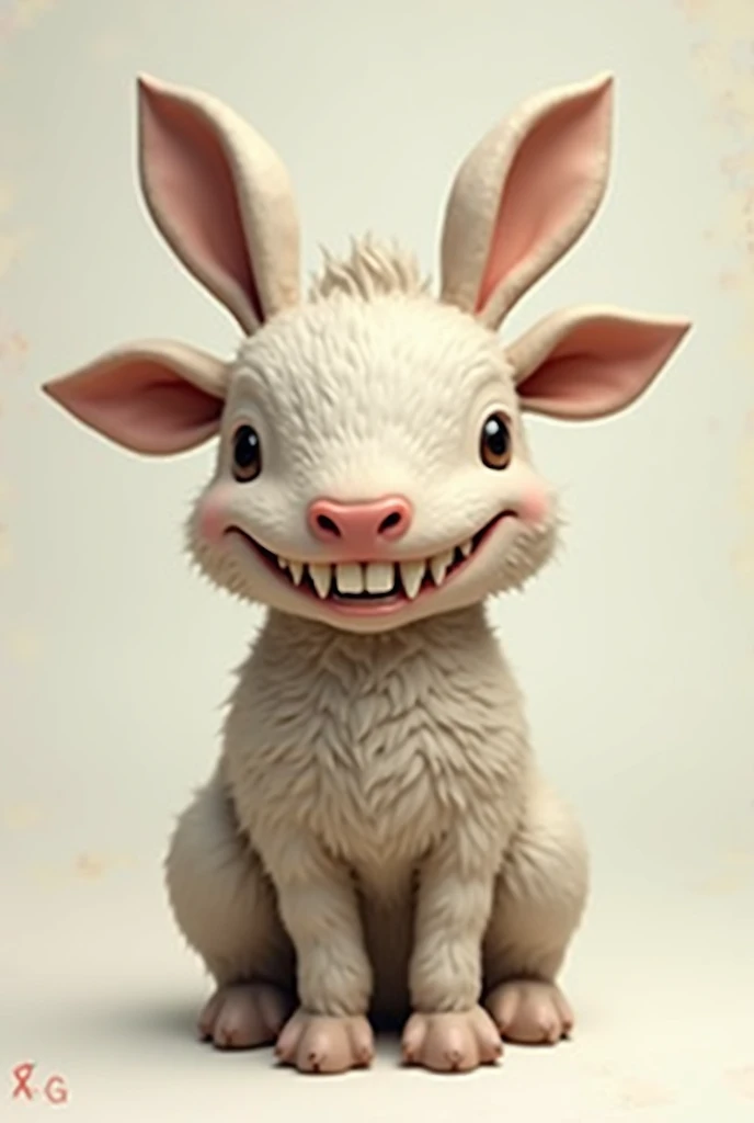 generates a cow crossed with a rabbit, emphasis on female rabbit teeth