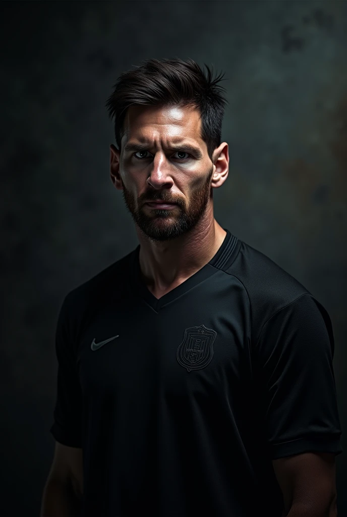 Messi with black shirt with dark background
