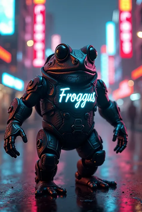 **Neo-Earth: The Technological Guardian**

Em Neo-Earth, a metropolis where neon lights illuminate streets and skies, Froggus, the black frog, emerges as the pinnacle of advanced biotechnology. 3D modeled for 4K gaming, your black, scaly skin, made of nano...