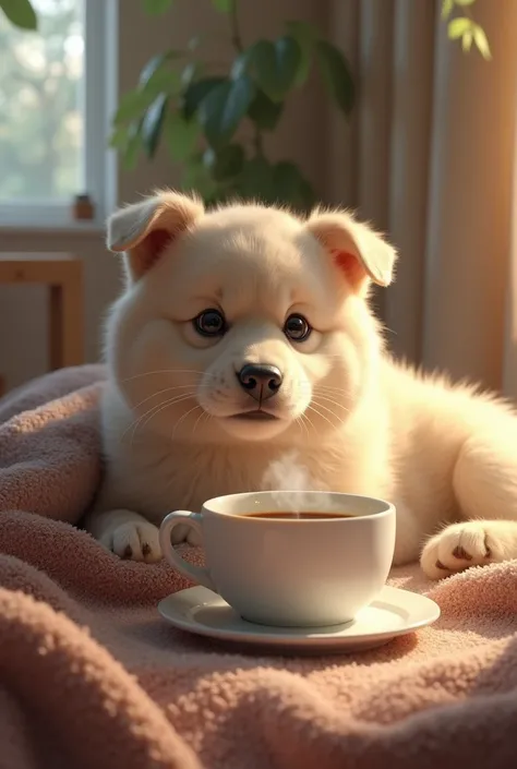 A pet with a coffee that transmits peace
