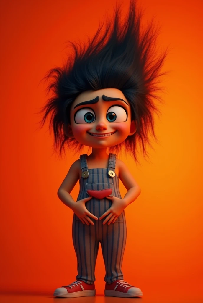 A similar image of the anxiety drawing from the movie Inside Out 2 with orange tones Hair standing on end Female full body Less terrifying full body With fake smile and wide eyes This one is great Let&#39;s put our hands together in front of the body Inner...