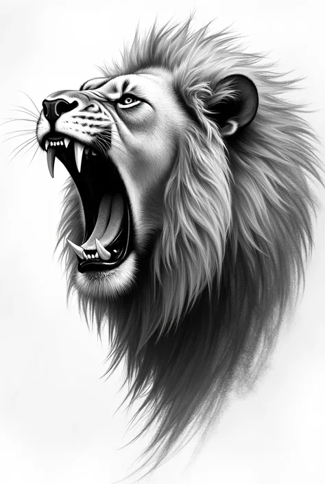 Sketch of a lion half-roaring from the front