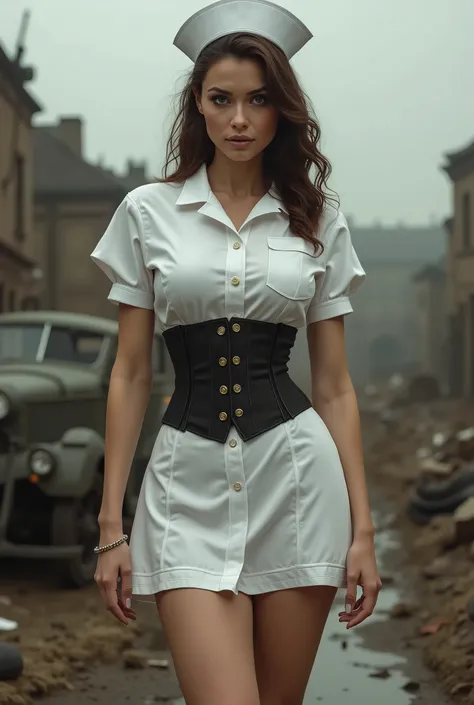 woman, vintage, Nurse, sexy, pantyhose, corset, war 