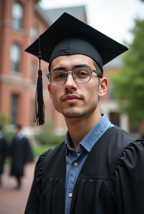 Handsome guy with silver glasses graduating from college 