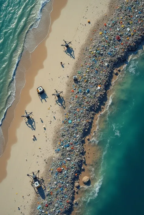 Satellite images from drones that can find all the plastic waste in the water on Baltic beaches and then clean them up