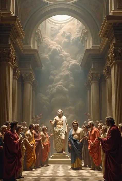  A painting by Michelangelo in a cathedral in a cinematic lighting.