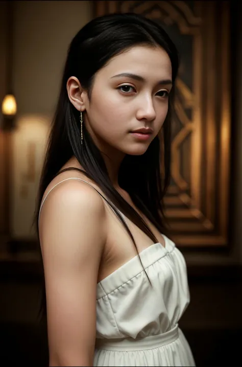 (realism: 1.3), FINE, quality, Rembrandt Lighting, (masterpiece: 1.2), (realism: 1.2), (Best quality), (Details about the skin: 1.3), (complex detail), Dramatic, idyllic, ray tracing, 1 girl, long black hair, 2, Modern clothing