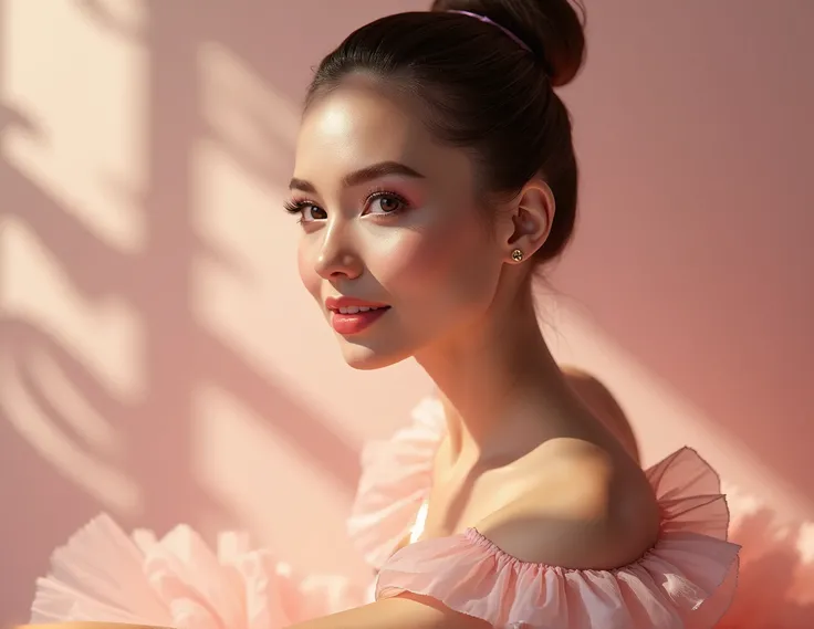 intricate detailed portrait of a graceful ballerina, high-end noname clean up cosmetic product, 1girl, beautiful detailed eyes, beautiful detailed lips, extremely detailed face and features, long eyelashes, elegant ballet dancer pose, soft lighting, pastel...