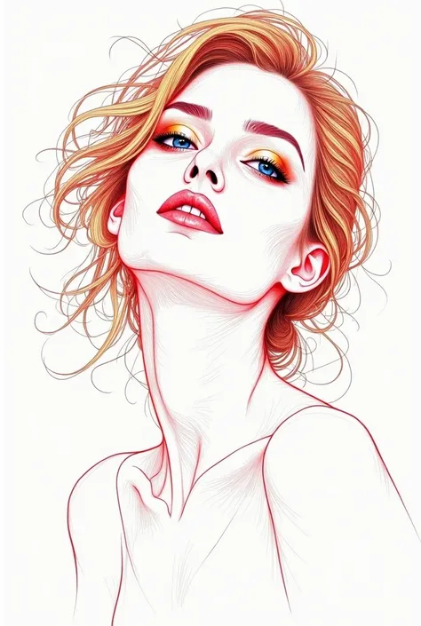 Draw a beautiful woman on a piece of white paper.、The only technique you can use is colored lines.、Line thickness is 0.Any length is possible within 8 mm、Paint cannot be used、Art Wallpapers、4K, 8k,