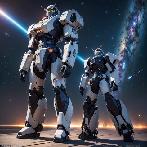 (The combat mech is huge., Realistic, Realistic, Fully visible on front and back, Lots of specific details, Very three-dimensional: 1.2, Can travel to space, Design style, The color combination is amazing, The cab details are perfectly displayed, The backg...