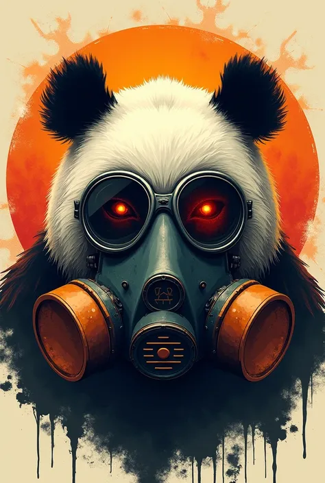 panda pumpkin logo with toxic gas mask