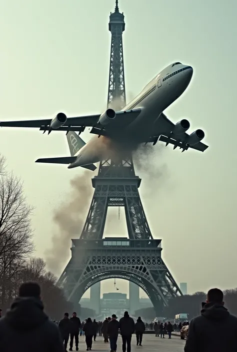 747 crashes into the Eiffel Tower