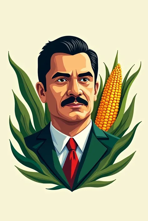 Draw a logo of the Mexican deputy and senator Gabriel Ramos Millán with a corn