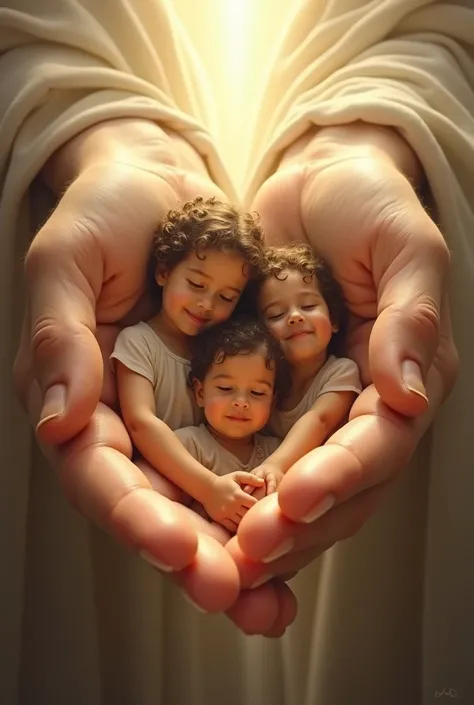 Family protected by the hands of Christ