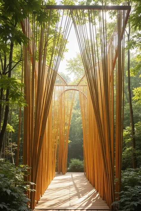 bamboo wind art installation pavilion