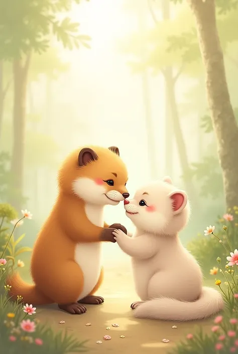 A love scene between two animals that makes use of their cute features., I wish there were different types of animals. I want to show you other animals too.?