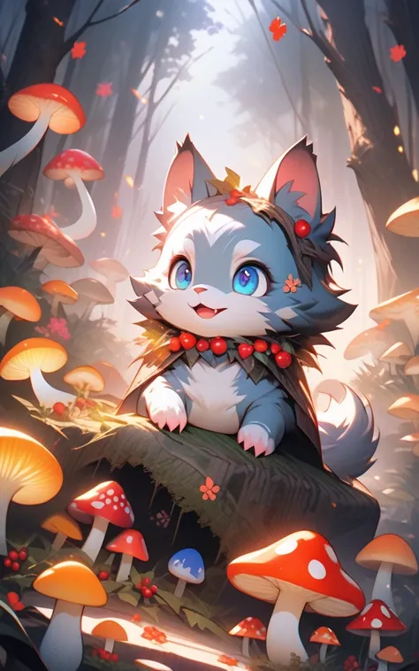 "Moonlight Festival in the Forest"
prompt: "Hyper-detailed nano-textured furry creatures in 8K resolution, showcasing intricate fur patterns and vibrant moonlit colors. The scene features a moonlit forest clearing with woodland animals gathered around a fe...