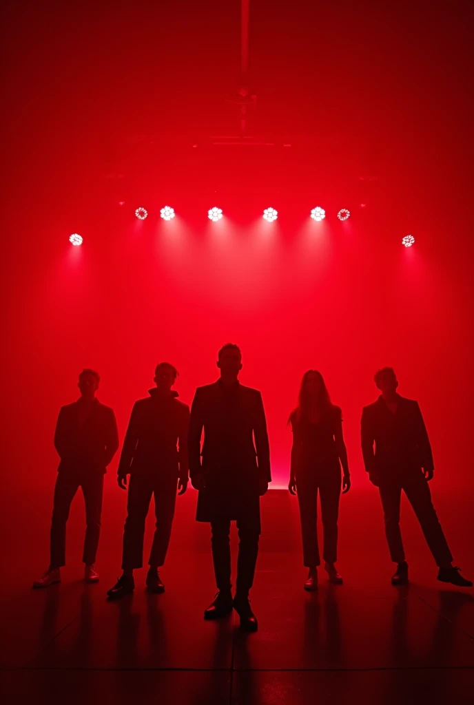 A 7-member concert with red lights.





