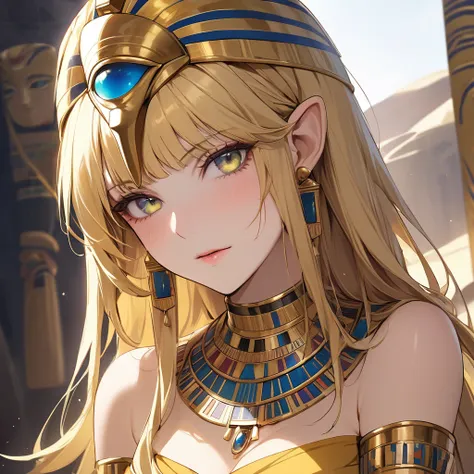 ((best quality)), ((masterpiece)), (detailed), （perfect face）、the high elf woman wearing a golden tutankhamun mask is seras ashr...