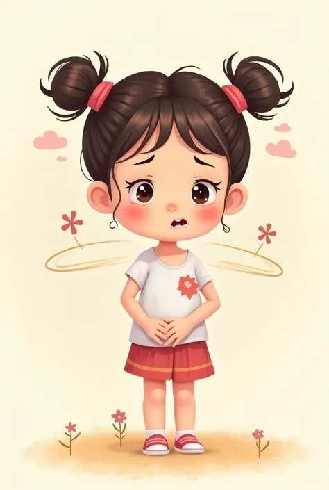 cartoon girl with stomach ache