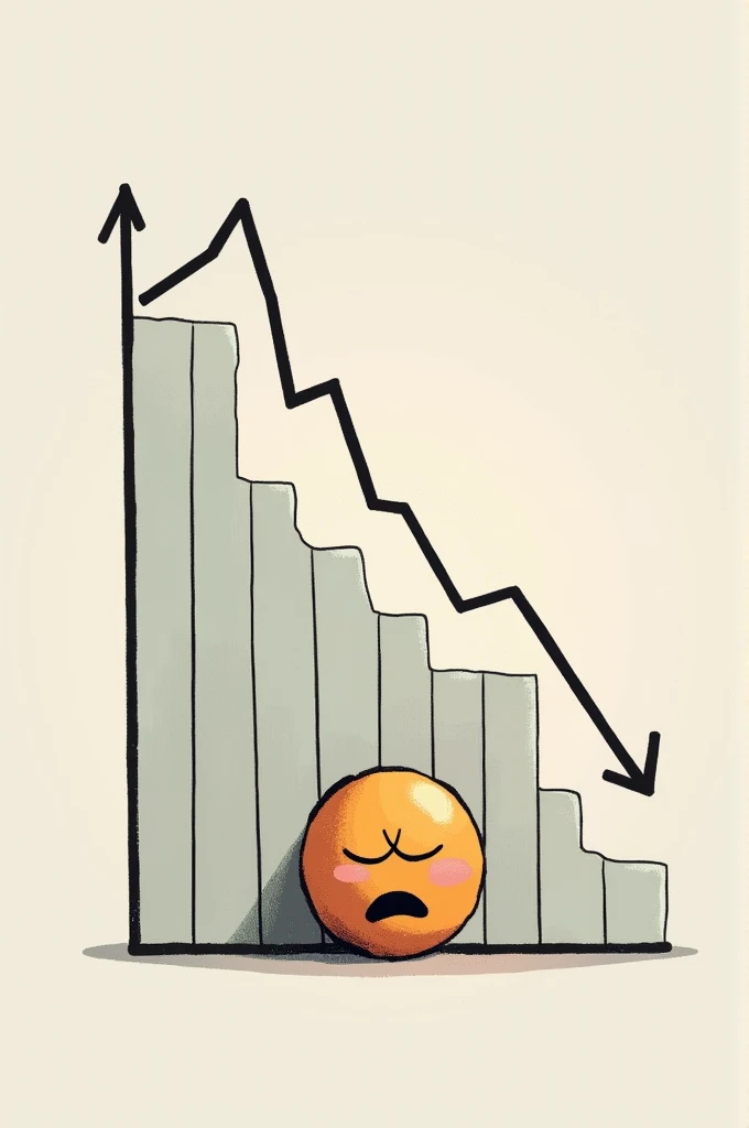 YouTube subscribers and views down graph with sad face 