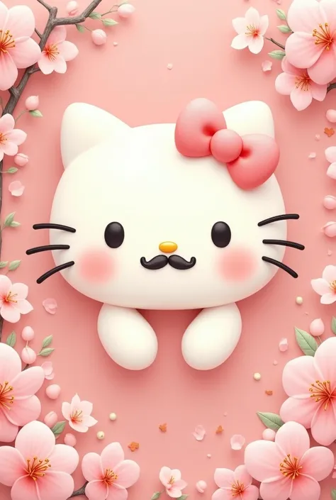 generate a hello kitty face with bow, mustache and bow, Inspired by the Sonny Angels dolls and with Cherry&#39;s face, ive wonyoung&#39;s representative animal