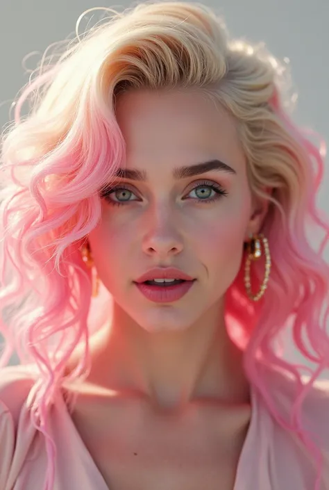 Madonna with pink highlights in her hair