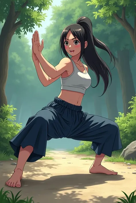 Hinata from the anime Naruto exercising