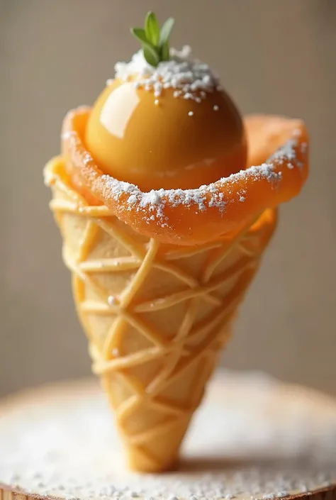 Dulce de leche in a cone made of pastry dough 