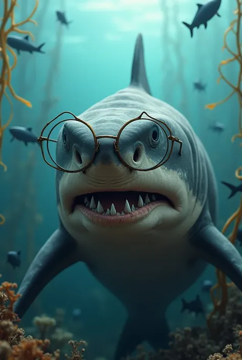 Old shark with glasses