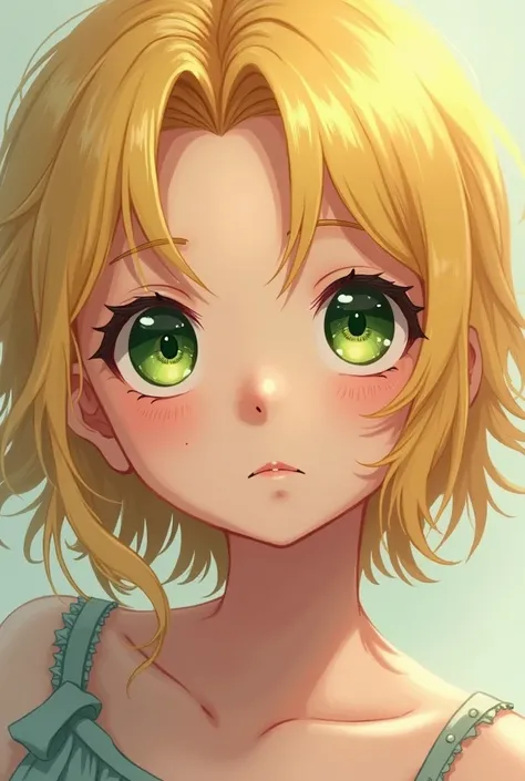 Blonde girl with green eyes and features from the anime One Piece