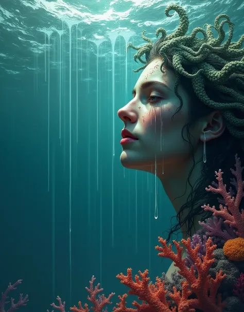 Tears that created life 🌊🌿: After his death, Medusa&#39;s tears did not disappear in vain. Touching the sea, gave rise to corals, leaving an eternal mark even in defeat. 🌀