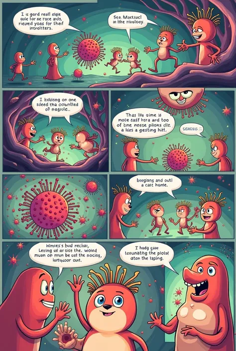 Comic about the immune system With dialogue 
