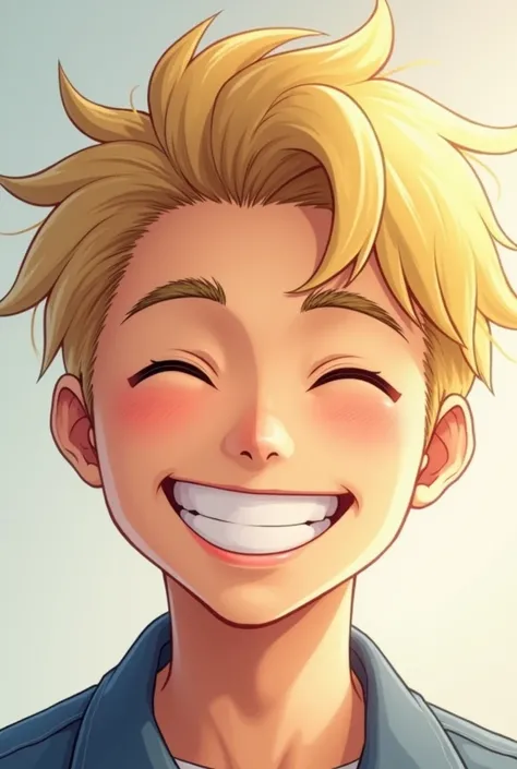 A blonde japanese guy with a cute wide smile, and light complexion