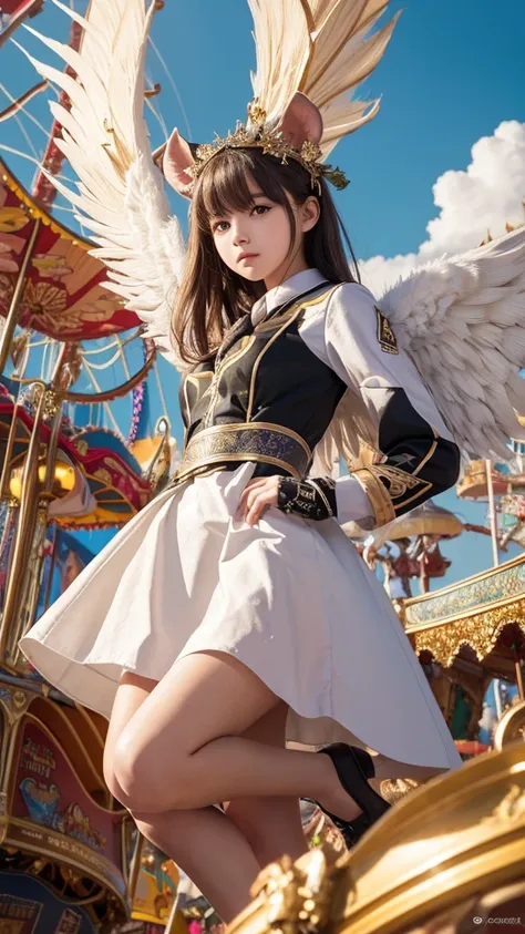 character:  1 guardian angel
charasteristics: 1000leaves, Stuffed rat
background: amusement park high resolution, Very detailed, Anatomically correct, 