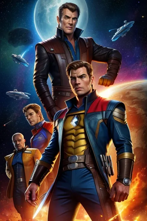 X-Men cyclops: Captain Kirk: Chris Pine: Guardians of the Galaxy: Star Trek next Generation: Pirates of the Caribbean: Jack Harkness: William Riker: James Bond: Pierce Brosnan James Bond: science fiction: space pirate: pirate captain; 70s science fiction: