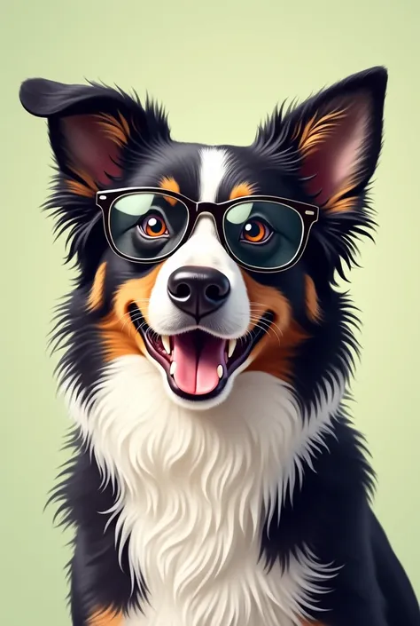 Funny border collie with glasses