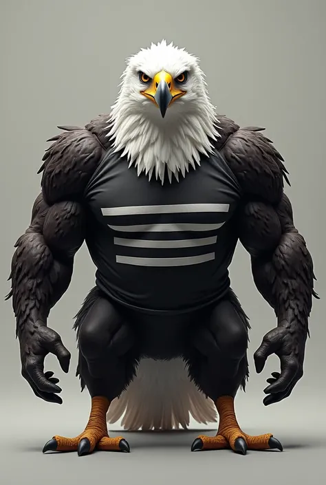 

aguia forte anaboliante strong eagle wearing black and white horizontally striped football shirt má muito forte